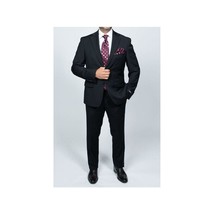 Mens DKNY 100% Wool Two Button Notch Lapel Formal Business Slim fit 1504 Black image 2