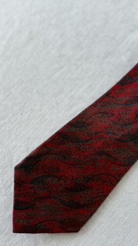 Valentino Men’s Silk Necktie Red Black &amp; Gray Swirls Made In Italy - $19.77