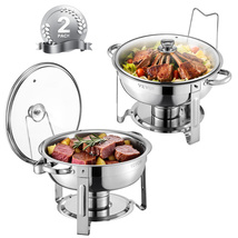 VEVOR Chafing Dish Buffet Set, 5 Qt 2pcs Stainless Steel Chafer, 2 Full ... - $55.99