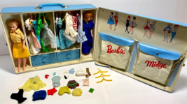 Vintage 1963 Mattel Vinyl Barbie &amp; Midge Doll Carrying Case Barbie &amp; Accessories - £192.25 GBP