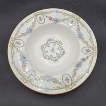 Antique c1890s Minton England Ivanhoe Rim Soup Plate Bowl Pink Roses Yellow Bows - $29.69