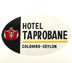 Luggage Label Sticker Exotic Travel Hotel Taprobane Colombo Ceylon - $10.68