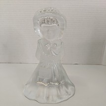 Viking Bookend Figural Pilgrim Girl Frosted Crystal OL 7 1/8&quot; T ca 1950&#39;s-1960&#39;s - £14.99 GBP