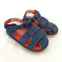 Total Baby Sandals Rubber Sole Denim Fisherman Hook & Loop US Size 9-12 Months - $9.74