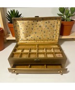 Vintage Lady Buxton Gold Locking Jewelry Box 2 Drawer Velvet Lined 15” x... - $27.71