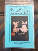 Homespun Hill 7&quot; stuffed bunny rabbit Craft Pattern Hoppity Hares 1994 Vintage - £7.63 GBP