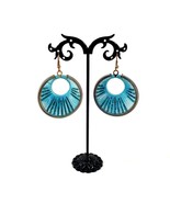 Vintage Earrings Ear Wire Hook String Bead Teal Hand Crafted Jewelry Cos... - £11.18 GBP