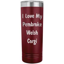 Love My Pembroke Welsh Corgi v4-22oz Insulated Skinny Tumbler - Maroon - £25.89 GBP