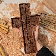 BGCOPPER Savior Jesus Cross - Carved from Natural Wood - £45.95 GBP+