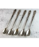 Set of 5 Vintage .800 Coin Silver Floral Ice tea Spoons E50 - $79.20