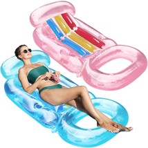 Inflatable Pool Floats For Adults- 2 Pack Pool Floats Raft With Headrest, Backre - £39.09 GBP