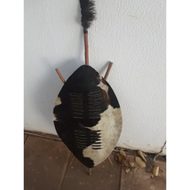 Large Black, Brown And White African Zulu Traditional Cultural Shield - £124.20 GBP