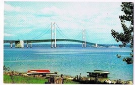 New York Postcard Mackinac Straits Bridge World&#39;s Longest Expensive Suspension - £1.68 GBP