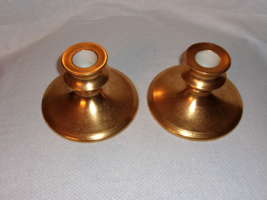 Vintage Pickard 3&quot; Gold Guilt Encrusted Rose and Daisy Pair Candleholders #792 - £49.52 GBP