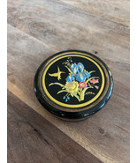 Vintage Art of Chokin Trinket Box W/Iris Hummingbird Black Porcelain  Go... - $212.56 MXN