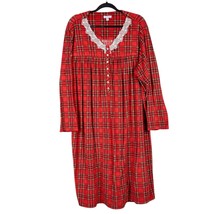 Secret Treasures Velour Nightgown 3X 22W 24W Red Plaid Long Sleeve Christmas - £20.45 GBP