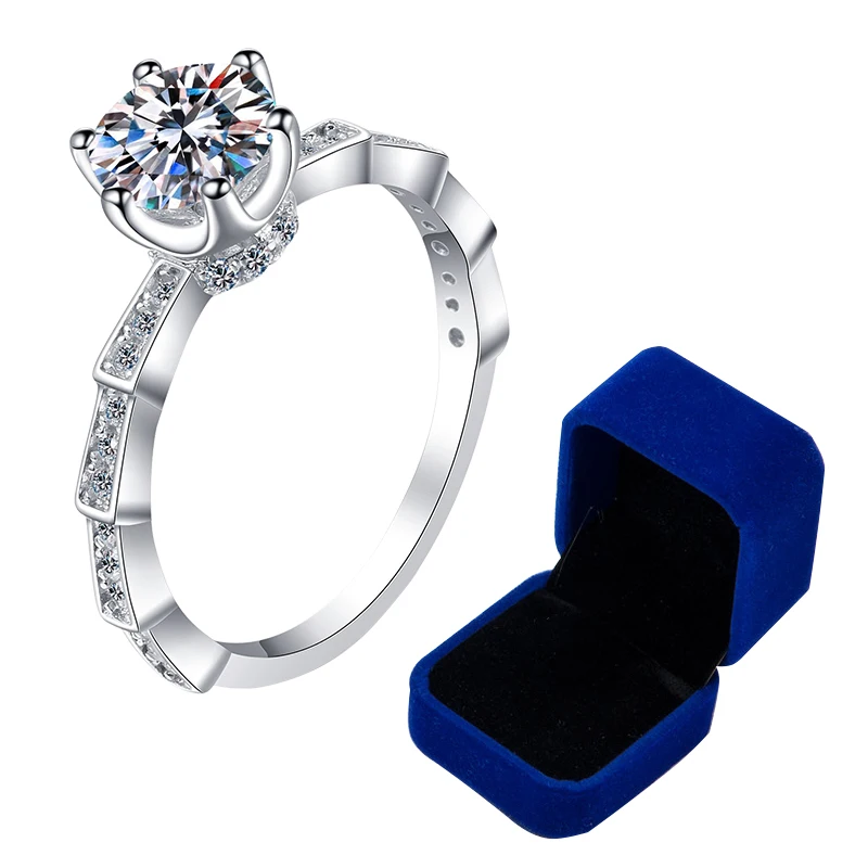 100% Moissanite Engagement Rings For Women 0.5CT 1CT 2CT Sterling Silver VVS Rou - £61.37 GBP