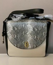 Fossil Vintage Classic Crossbody Black Leather Snake White SHB2357063 NWT Retail - £46.69 GBP