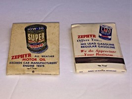 Old ZEPHYR Gasoline and Oil Matchbooks~ LMO Oil , 10w-30 Oil No Lead Gas... - $8.37