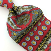 Anonymous Tie Art Nouveau Block Print Silk Necktie Floral Red I18-316 Vtg/Rare - £19.77 GBP