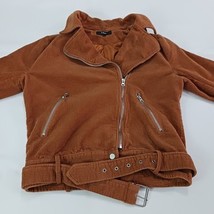 Lulus JKT1133 Women's Brown Cotton Blend Full Zip Belted Jacket Size Medium image 9