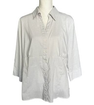 Apt. 9 Woman Top Size 1X Button Up Shirt Collared Swiss Dot 3/4 Sleeve - £11.76 GBP