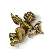 Vintage Brushed Goldtone Cupid Cherub Pin Brooch - $8.43 CAD
