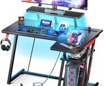 Small Gaming Desk With Led Lights &amp; Power Outlets, 39 Inch L Shaped Gami... - £159.32 GBP