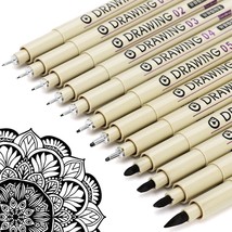 FineArt Pro Ink: 12 Black Micro Fineliner Pens - Waterproof, Archival, Artist Su - £21.39 GBP