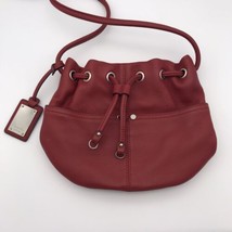 TIGNANELLO RED Leather Crossbody Shoulder Bag Purse Bucket Cinch Barely ... - £27.45 GBP