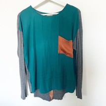 Dolan Left Coast Anthropologie Women’s Long Sleeve Colorblock Teal Blouse Size S - £12.73 GBP