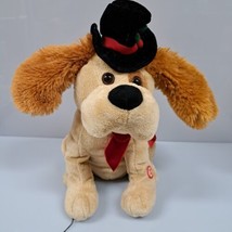 Carlton Cards Christmas Brown Dog Plush Sings &amp; Dances To &quot;SHOUT&quot; Americ... - £15.42 GBP