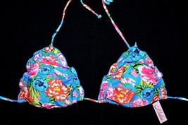 MALIA Blue Floral Wavey Bikini Triangle Top Medium M NEW Swim Victoria S... - $16.95