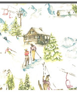 Cuddledown Alpine Ski Theme Duvet Cover Queen Sz 100% Cotton Rare HTF Sk... - $130.98