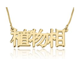 Chinese Name Necklace: 14K Gold, 14K White Gold - £281.12 GBP