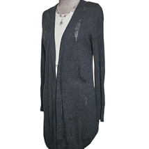 Black Distressed Long Cardigan Sweater Size Small - £27.24 GBP
