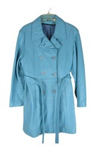 Sub Zero Baby Blue Women&#39;s Large Leather Coat Jacket w Belt, Vested 36 In Italy - $227.55