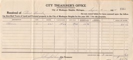 Muskegon Heights Mi ~ City TREASURER&#39;S Office-Real Estate Tax Invoice 1922-
s... - £8.77 GBP