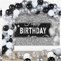 Celebrate in Style: Midnight Magic Birthday Party Kit - Black &amp; Silver Balloons, - $41.57