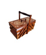 Wood sewing box, carved sewing caddy, wooden jewellery box for her, need... - £82.56 GBP