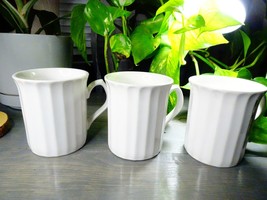 Sunnycraft Coffee Mugs Set of 3 White Stoneware Restaurant Tea Cocoa Cup... - £13.91 GBP