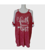 Sable Sky Womens T Shirt Size 1X Red Faith Theme Tee Lightweight Casual ... - $190.53 MXN