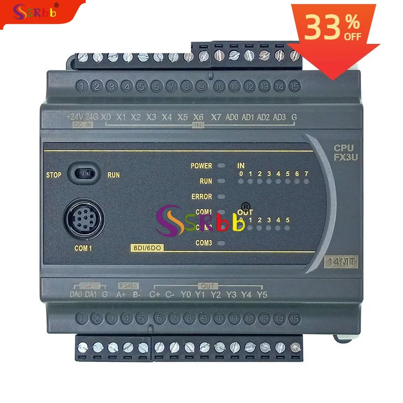  PLC Industrial Control d FX3U 14/20/24/32/40/60 MR/MT 4AD of 0-20mA 2DA... - $162.42