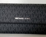 Michael Kors Large Trifold Black Signature Wallet Silver 35F8STVF3B NWT ... - $77.21