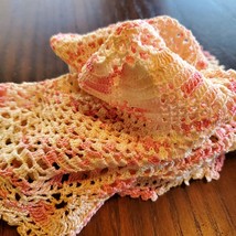 Vintage Hand Crochet Doily Pink 15 Inch Round - $13.10