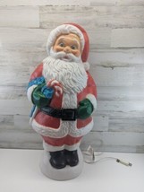 Vintage Blow Mold Santa Claus Candy Cane Lighted Christmas 31&quot; General Foam - £61.64 GBP