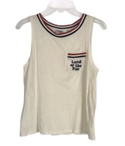 Junk Food Womens Shirt Size M Medium Tan Sleeveless Tank &quot;Land of the Fun&quot; - £19.82 GBP