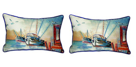 Pair of Betsy Drake Shrimp Boat Large Pillows 15 Inch x 22 Inch - £70.46 GBP