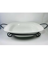 White 14.5&quot; Square Bowl With Iron Rack - Home Essential and Beyond - $49.36