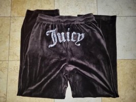 Juicy Couture Sz Large Velour Pants Brown Sugar Low Rise Drawstring J2FBV104 - £38.64 GBP